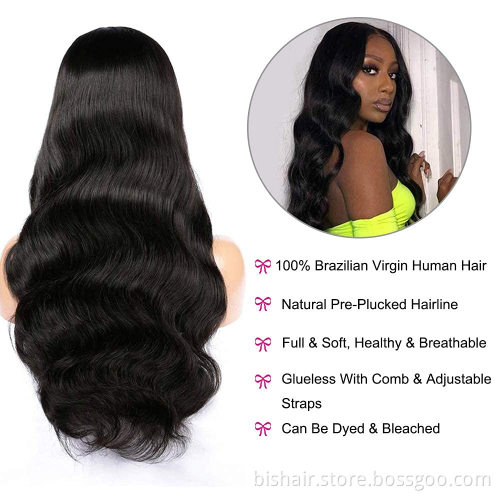 Front lace wig real human hair wavy 4x4 lace opening and closing wig suitable for female real human hair150% density Brazili
